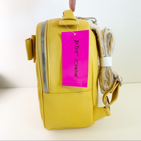 Betsey Johnson Bags Betsey Johnson Yellow Quilted Backpack With Bow